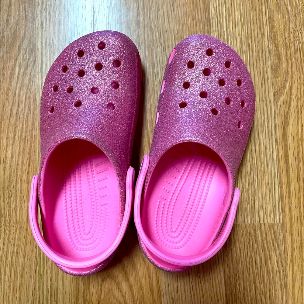 Pink glitter crocs excellent condition